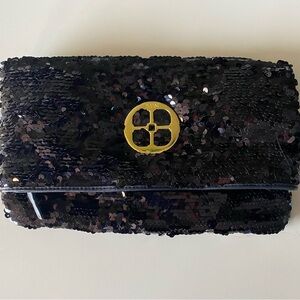 IMAN Black Sequin Clutch Purse